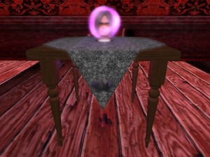 Schadenfreude wood fortune telling table
